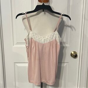 The Limited Pink and White Polka Dot Chemise Tank Top